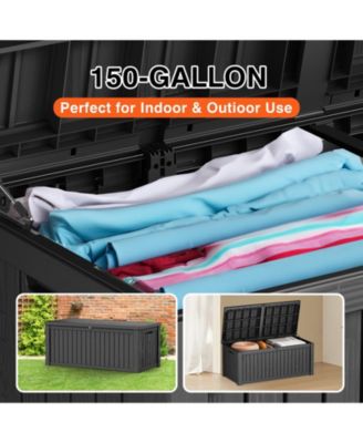 Mondawe 150 Gallon Resin Waterproof Outdoor Deck Box,Patio Storage Box