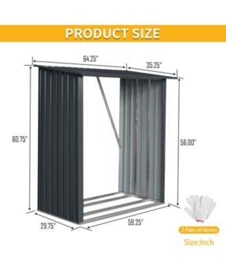 Mondawe 3ft x 5ft Outdoor Meta Firewood Rack ,Open Wood Shed  For Firewood