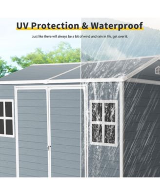 Mondawe 8 x 6 ft Resin Outdoor Storage Shed with Floor & Two Windows & Lockable Door