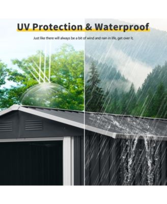 Mondawe 8ft x 10ft Outdoor Metal Storage Shed with meatl foundation and Sliding Door