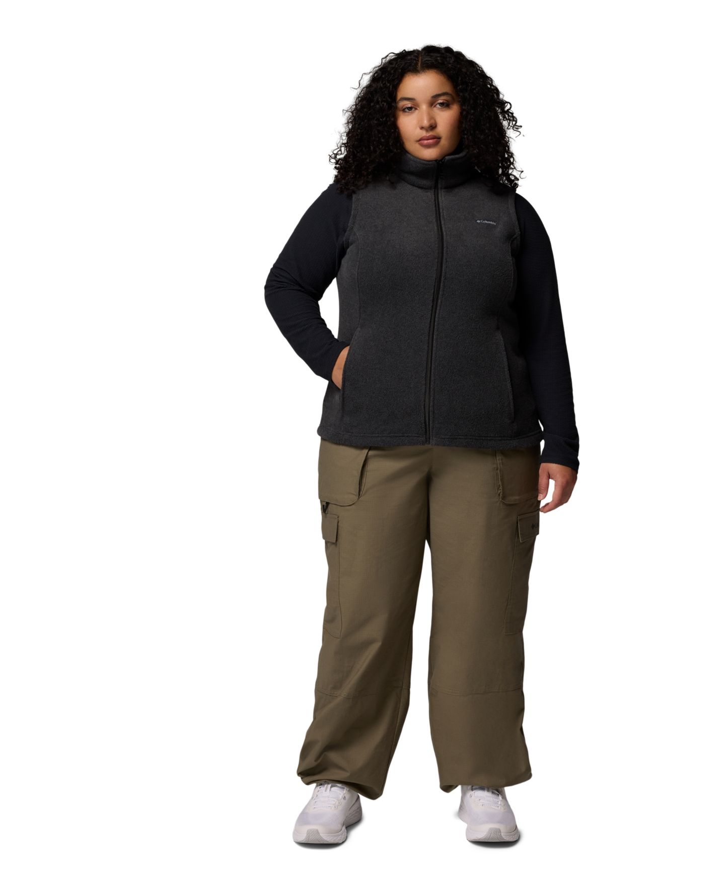 Женский жилет Columbia Plus Size Benton Springs Fleece Vest, цвет: Угольный меланжевый — фото 2