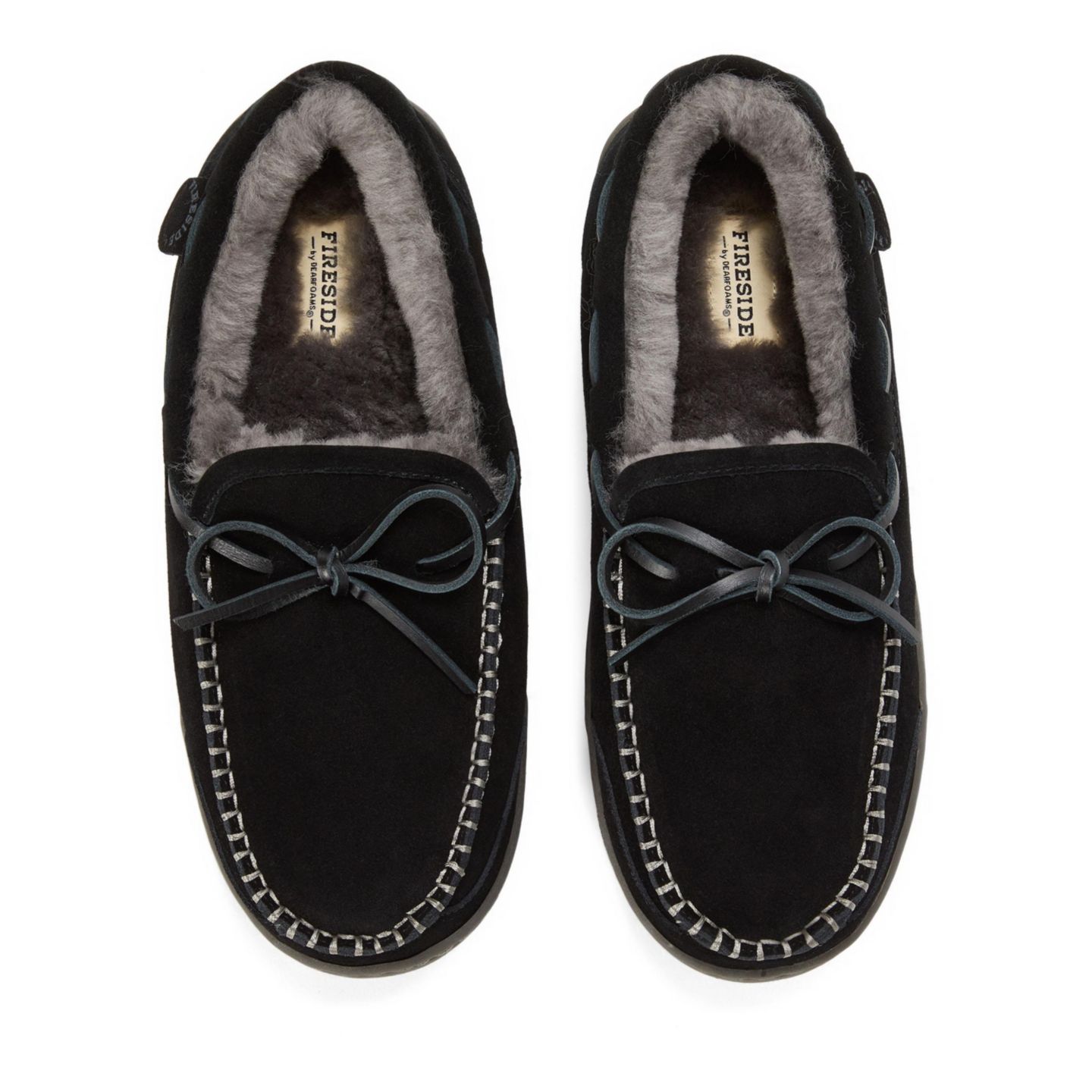 Мужские мокасины Dearfoams Forster Genuine Shearling Moccasin, цвет: Чёрный — фото 2