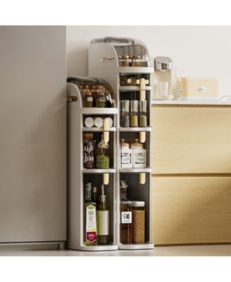 4-Tier Narrow Bathroom Storage Cabinet, Slim Rolling Organizer with Drawers & Wheels, White