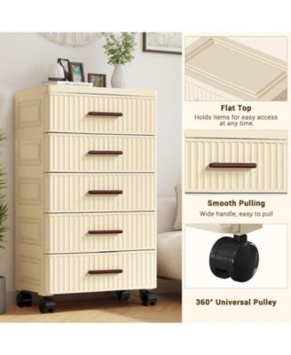 Plastic Storage Drawer Cart for Home Organization, Beige/Khaki