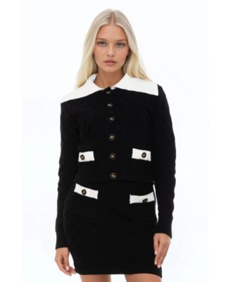 Women's Alina Fully Knit Cardigan with Contrast Collar