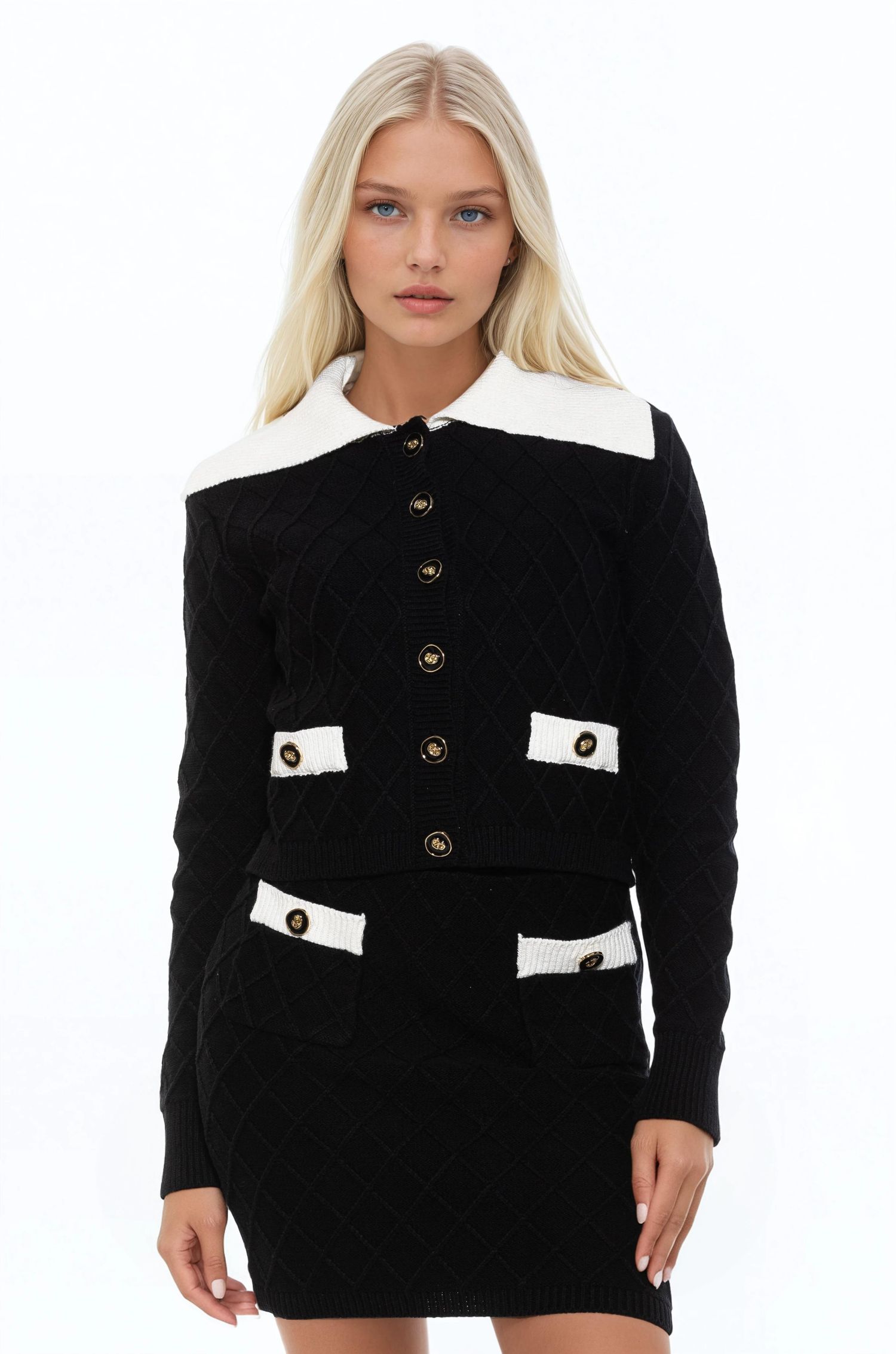Women's Alina Fully Knit Cardigan with Contrast Collar