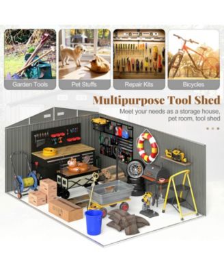 10 x 14 FT Outdoor Storage Shed with Improved Windproof Metal Structure 4 Vents