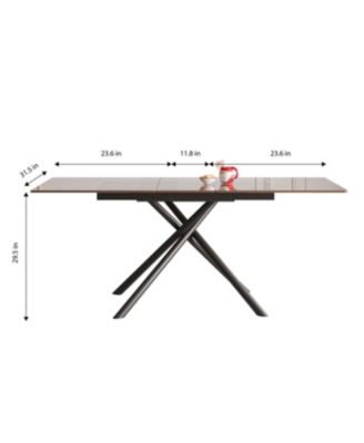 Modern Expandable Dining Table with Retractable Leaf, Glass Top (7-59 chars)