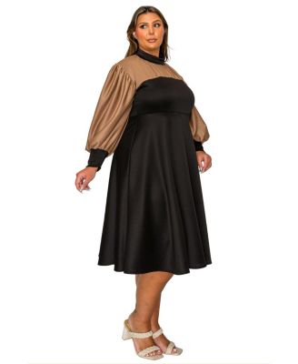 Women's Plus Size Calissa Colorblock Midi Dress