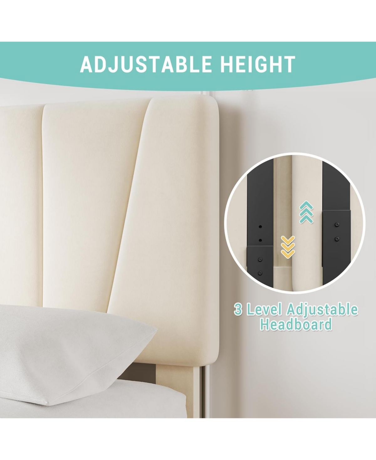 gaomon Bed Frame with Adjustable Headboard and 4 Storage Drawers, Soft Upholstered Platform Frames Wooden Slats Support