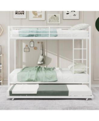 Durable Square Tube Iron Bunk Bed with Safety Rails