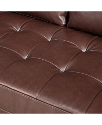 Streamdale Mirod Mid-Century Modern PU Leather 3-Seat Sofa with Solid Wood Legs