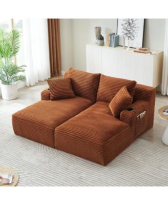 Compressible Double Chaise Lounge Sleeper Loveseat