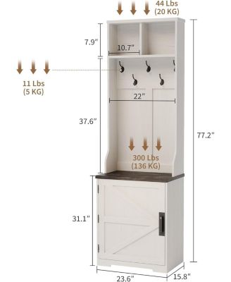Farmhouse 3-in-1 Hall Tree with Shoe Storage Bench & Hooks for Entryway