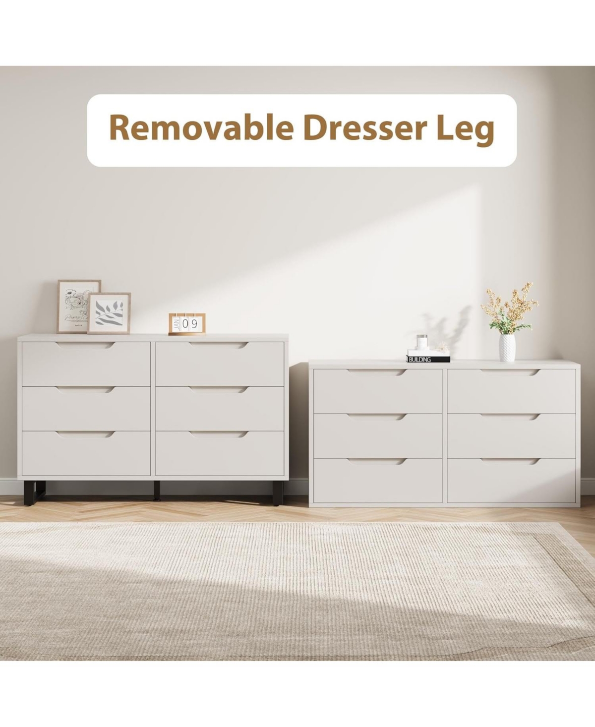 gaomon 6-Drawer Bedroom Dresser, 47.2" Wide Freestanding Wooden Storage Chest for Living Room & Entryway