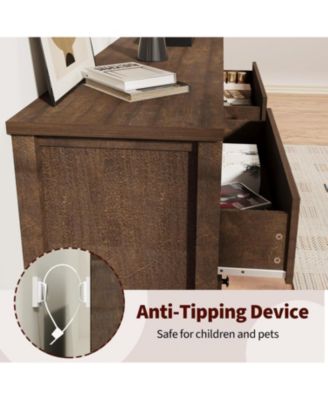 3-Drawer Nightstand Dresser for Bedroom, Wooden Chest of Drawers with Fluted End Table Design