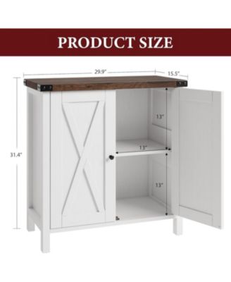 Farmhouse Sideboard Buffet Cabinet with 2 Doors and Adjustable Shelves, Small Accent Storage Cabinet