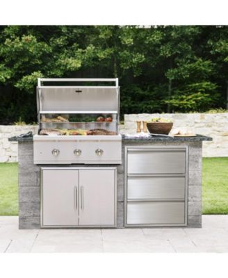 18" Outdoor Kitchen Drawers with Paper Towel Holder, Stainless Steel 3-Layer BBQ Drawers