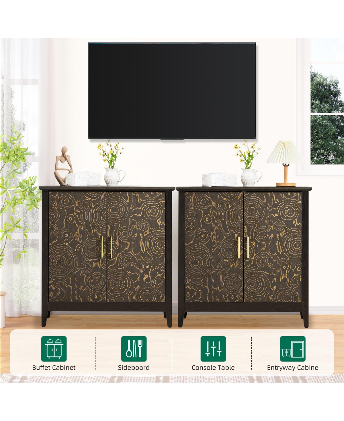 gaomon Farmhouse Sideboard Buffet Storage Cabinet with Adjustable Shelf, Coffee Bar Cabinet