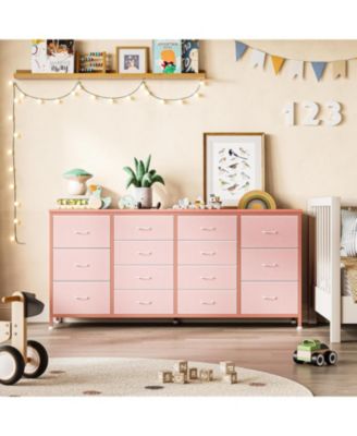 14-Drawer Dresser, 63" Wide TV Stand Storage Chest for Bedroom