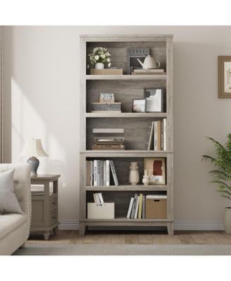 71" Tall 5-Tier Farmhouse Bookcase with Adjustable Shelves, 31.5" Wide Wood Bookshel