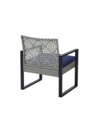  4-Piece Gray Acacia Wood Patio Furniture Set with Cushions