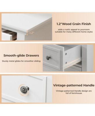 Dresser for Bedroom, 48" Tall 5-Drawer Chest of Drawers, Vintage Wooden Storage Dresser for Closet, Living Room, or Hallway