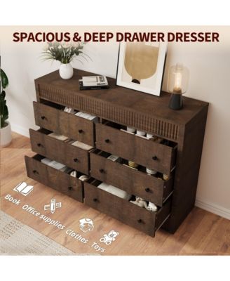 6-Drawer Dresser for Bedroom, 47" Wide Wooden Chest of Drawers