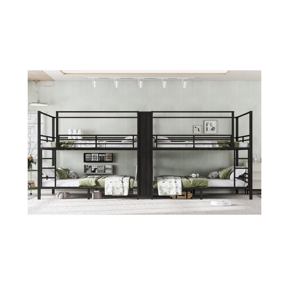 Streamdale Furniture Queen Quad Bunk Bed w/ Storage & Wardrobe