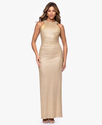 Women's Metallic Halter Neck Ball Gown