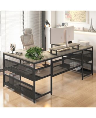 U-Shaped LED Gaming Desk - Large, Sturdy Home Office Computer Desk