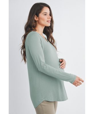 Maternity Casual Scoop Neck Long Sleeve Nursing Top