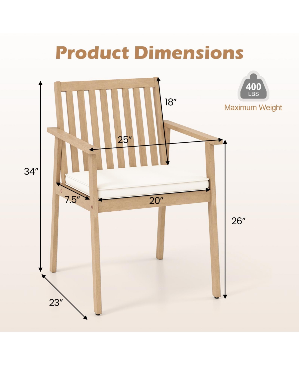 Slickblue 2 Pieces Patio Dining Chairs Outdoor Chairs with Removable Padded Cushion