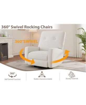 Recliner Chair, 360° Swivel Rocking Glider Chair for Adults with Adjustable Backrest & Footrest