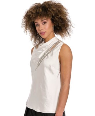 Women's Draped Mock Neck Top