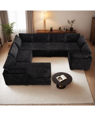 128''×96'' Modular Sectional Sofa , 8-Piece U-Shaped Deep Seat Cloud Couch with Chaise Ottoman