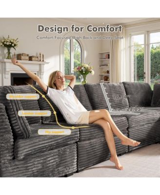 128''×96'' Modular Sectional Sofa , 8-Piece U-Shaped Deep Seat Cloud Couch with Chaise Ottoman