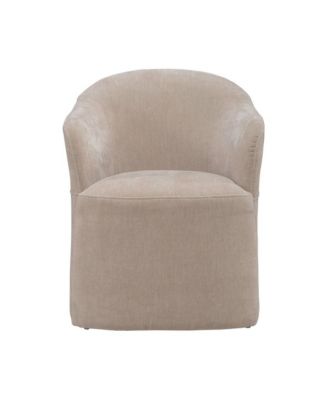 Accent Dining Chair with Castors - Squared Arm - Wicker Upholstry