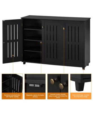 Louvered Door 4-Tier Shoe Storage Cabinet Closed Shoes Rack 