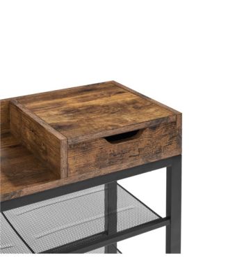 Modern Industrial Free-Standing 6-Layer Shoe Rack with Drawer