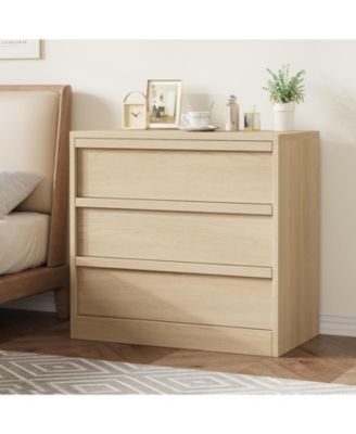 3-Drawer Bedroom Dresser, Compact Oak Nightstand Chest with Spacious Storage for Nursery & Entryway