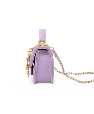 Tiny Quilted Ballet Charm Handbag, Purple