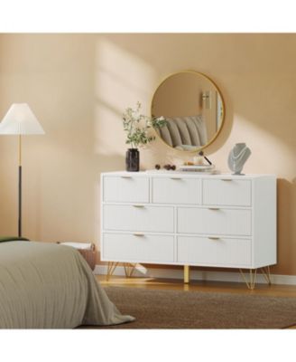 7-Drawer Dresser, 47.2" Wide Modern Wooden Chest of Drawers Storage Organizer