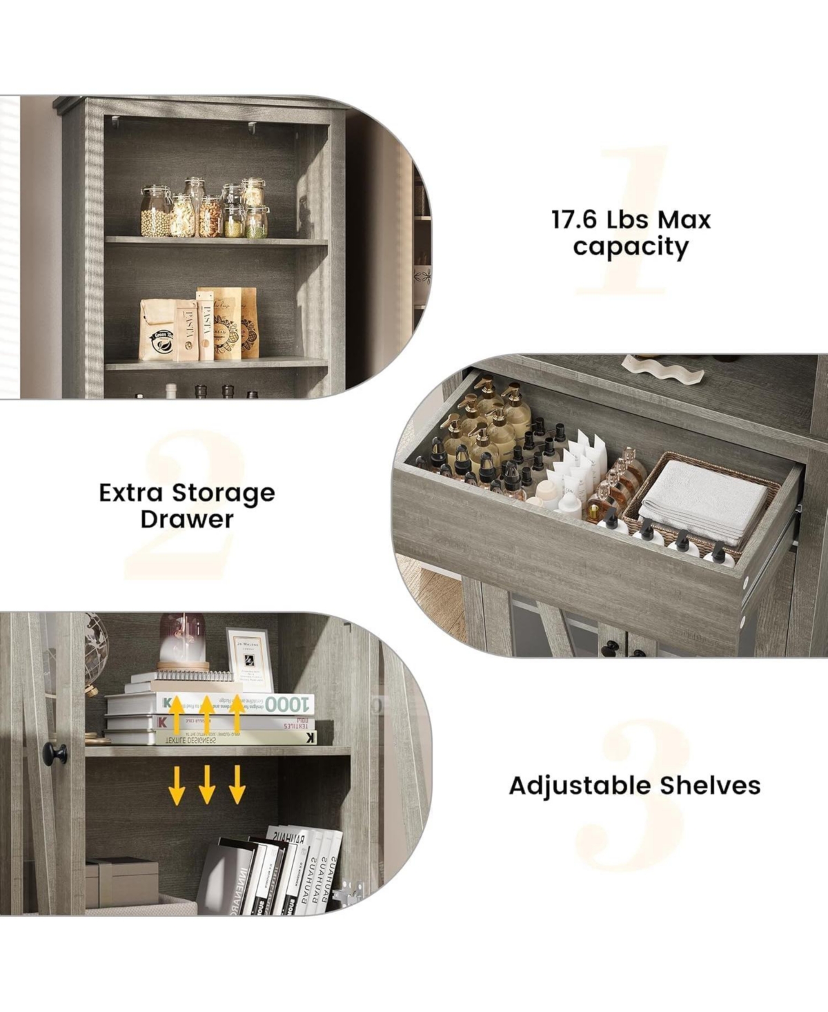 gaomon Double Door Tall Storage Cabinet with Single Drawer, Bathroom Organizer