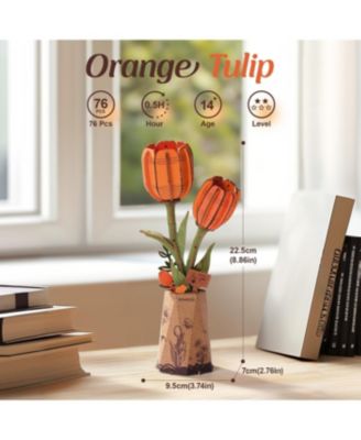 DIY 3D Wood Puzzle Orange Tulip 76pcs
