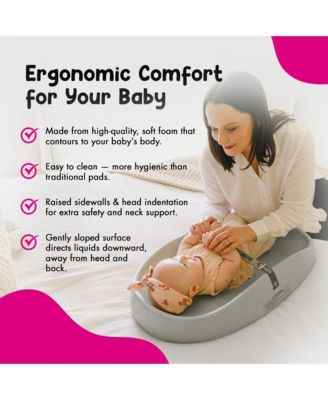 Diaper Changing Pad, Ergonomic Baby Changing Mat with Safety Belt, Gray