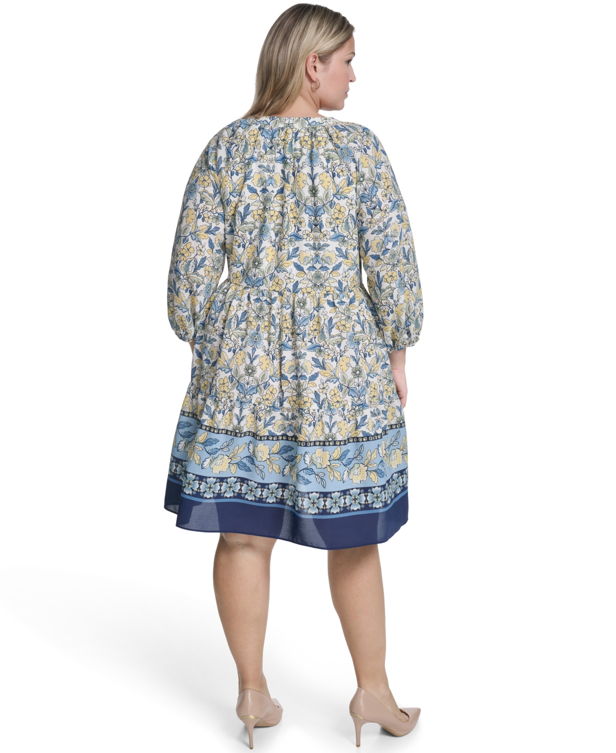 Jessica Howard Plus Tiered V-Neck Dress