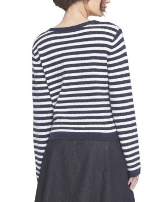 Women's Fuzzy Striped Cardigan Sweater