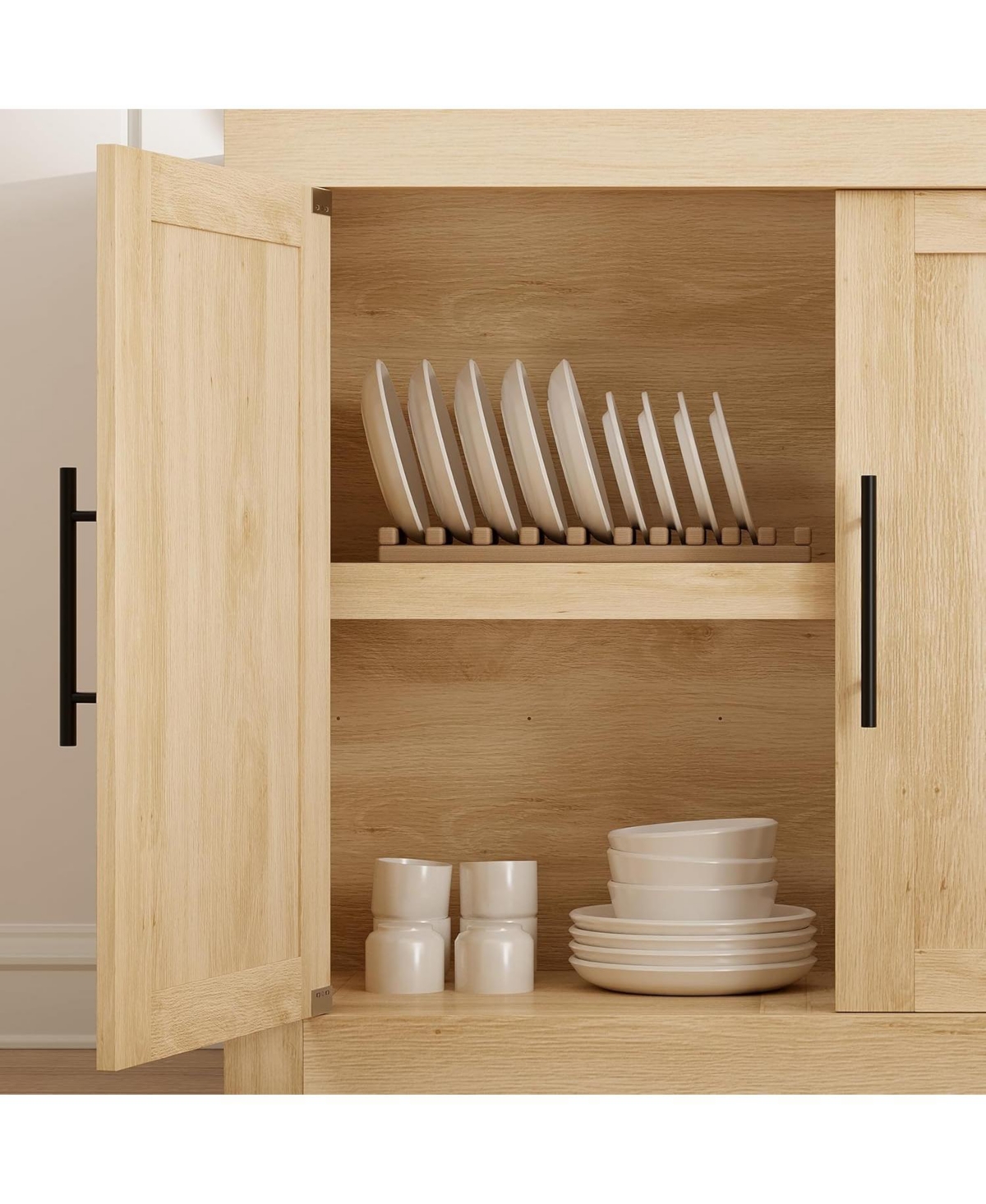 Gaomon Sideboard Buffet Cabinet with 2 Glass Doors, Farmhouse Modern Accent Storage Cabinet