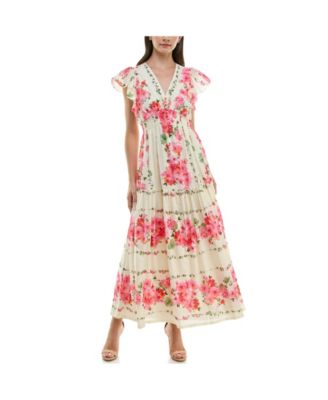Women's Floral Printed V-Neck A-Line Dress